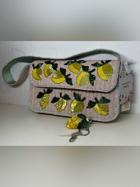 Yellow Lemon Beaded Women's Clutch Bag